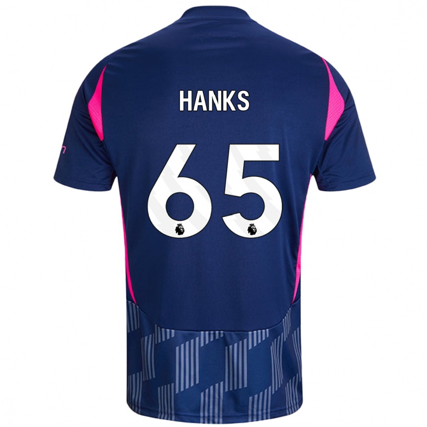 Kids Football Justin Hanks #65 Royal Blue Pink Away Jersey 2024/25 T-Shirt Australia