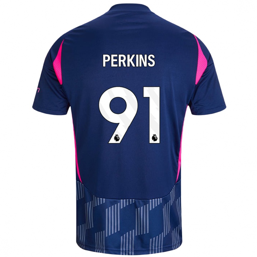 Kids Football Jack Perkins #91 Royal Blue Pink Away Jersey 2024/25 T-Shirt Australia