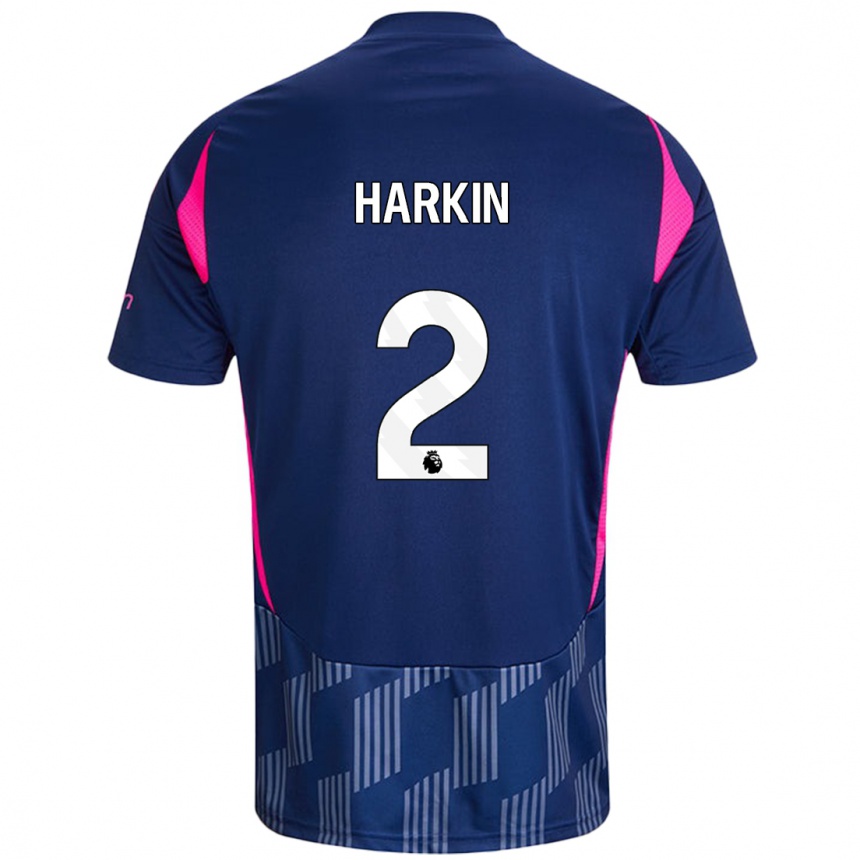 Kids Football Lyndsey Harkin #2 Royal Blue Pink Away Jersey 2024/25 T-Shirt Australia