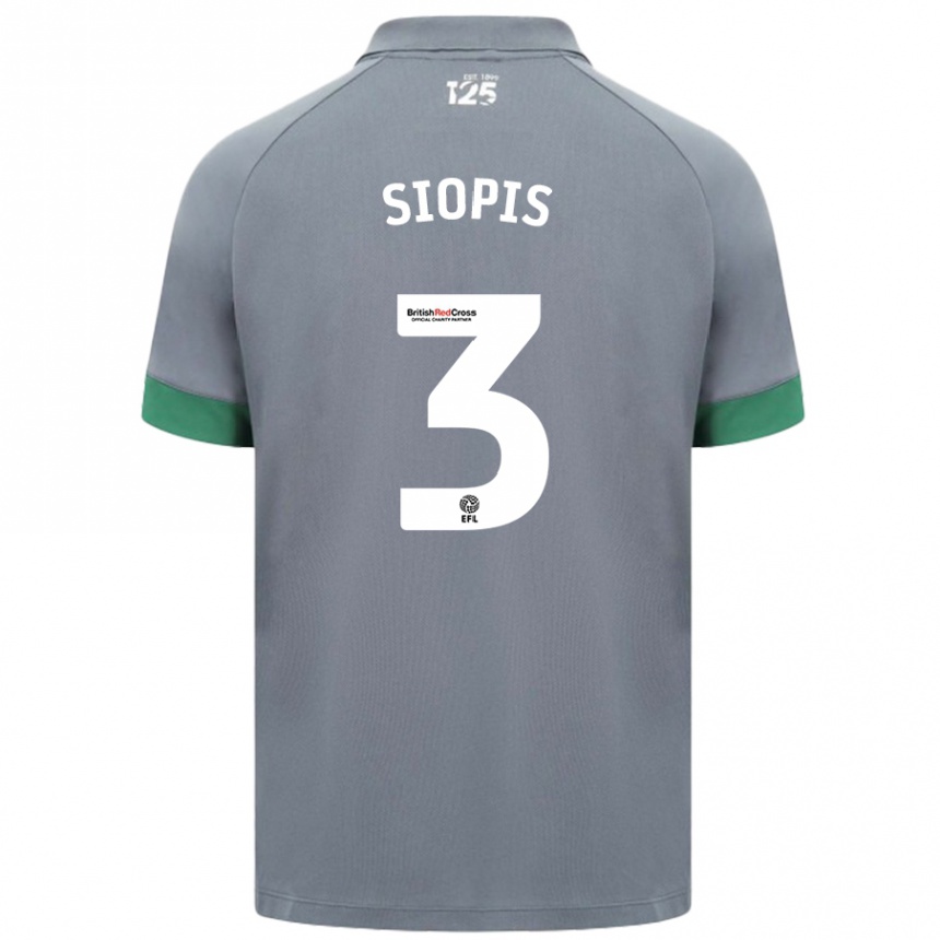 Kids Football Manolis Siopis #3 Dark Gray Away Jersey 2024/25 T-Shirt Australia