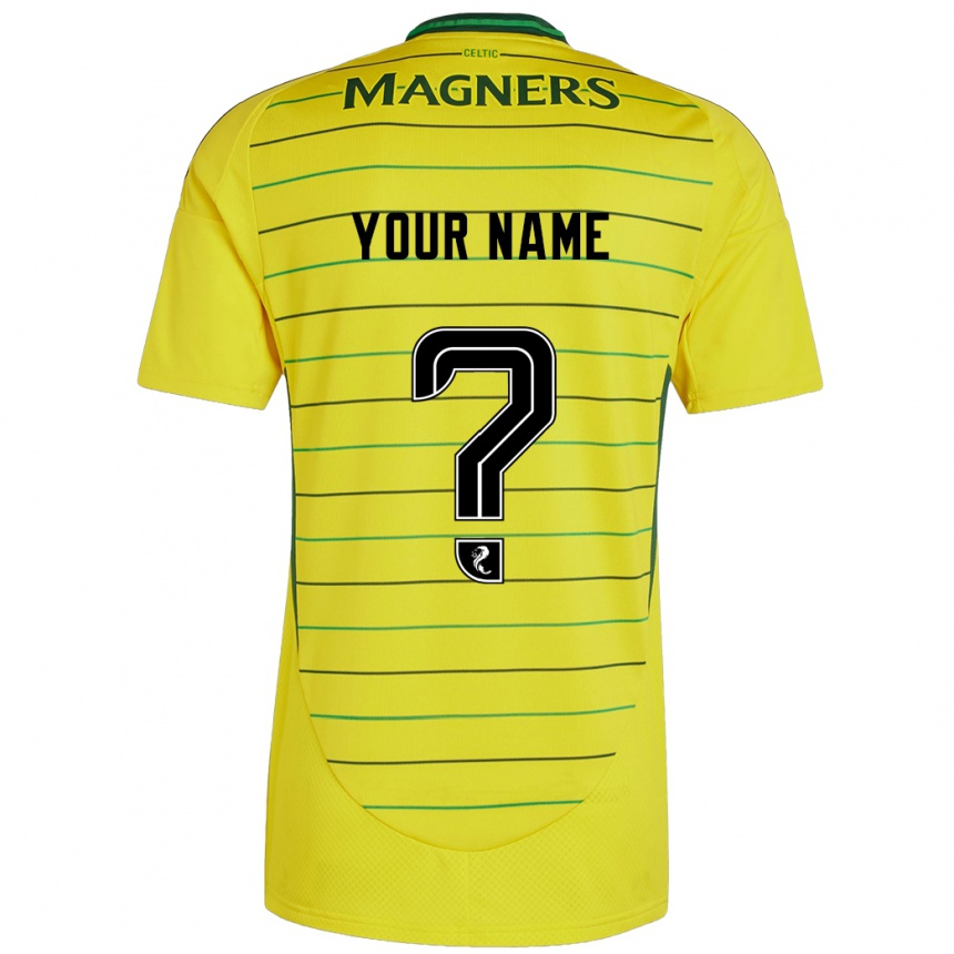 Kids Football Your Name #0 Yellow Away Jersey 2024/25 T-Shirt Australia