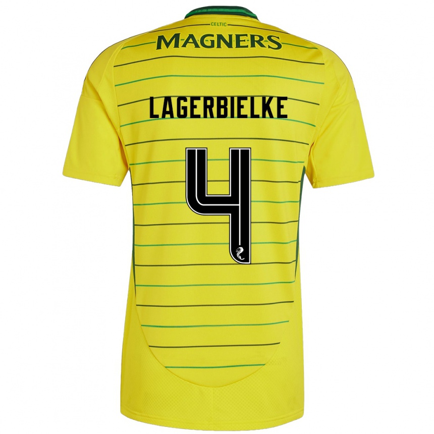 Kids Football Gustaf Lagerbielke #4 Yellow Away Jersey 2024/25 T-Shirt Australia