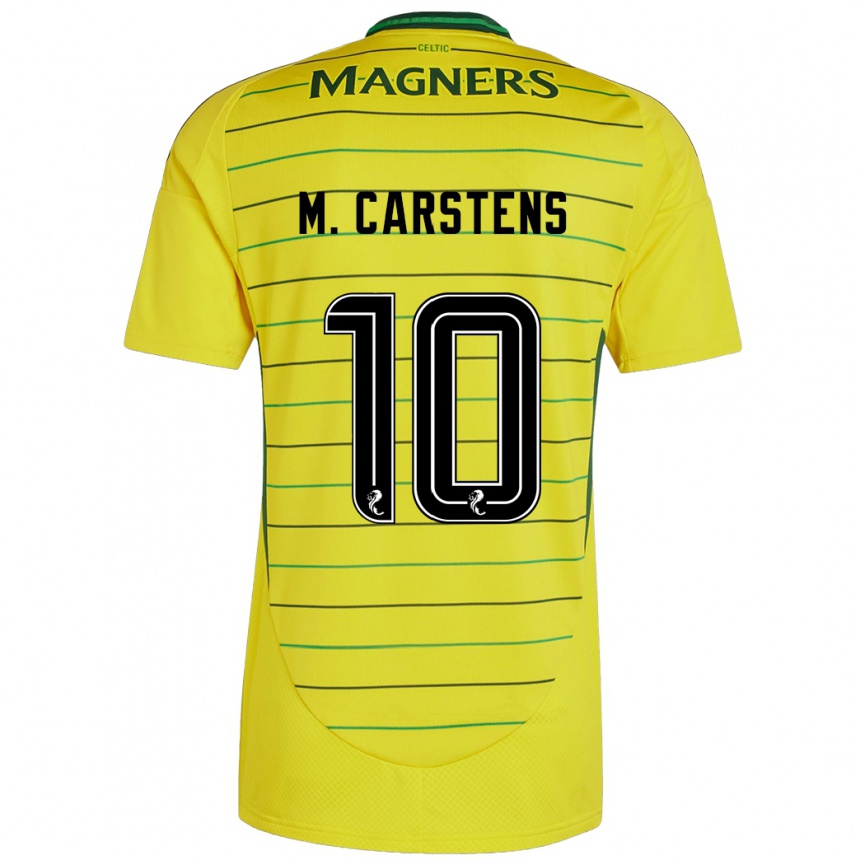 Kids Football Mathilde Carstens #10 Yellow Away Jersey 2024/25 T-Shirt Australia