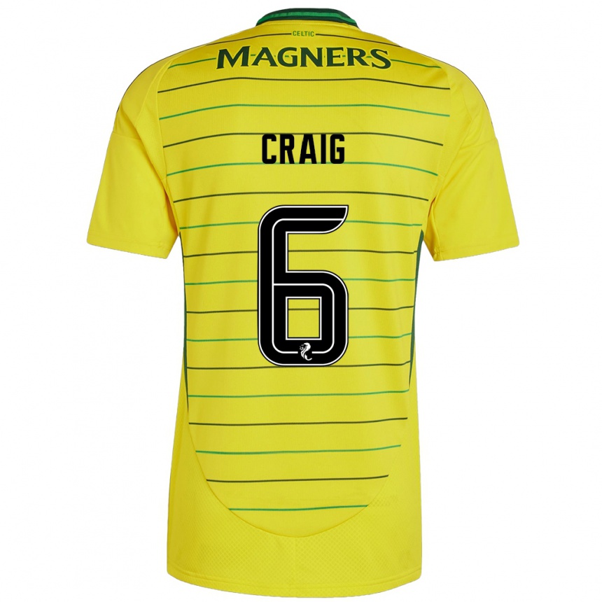 Kids Football Chloe Craig #6 Yellow Away Jersey 2024/25 T-Shirt Australia