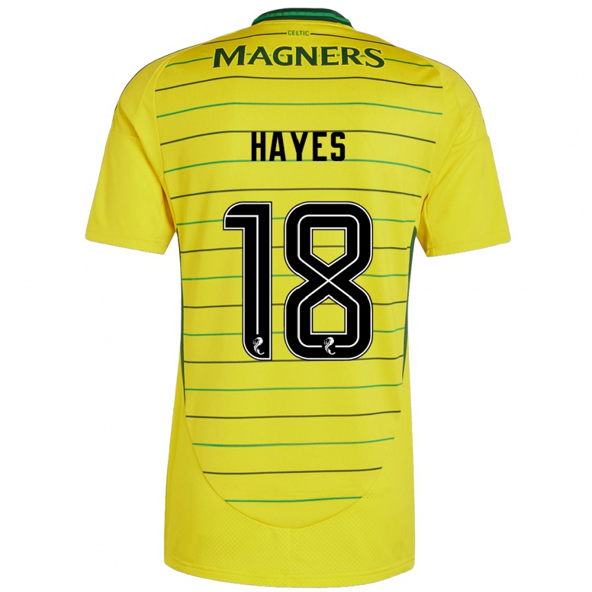 Kids Football Caitlin Hayes #18 Yellow Away Jersey 2024/25 T-Shirt Australia