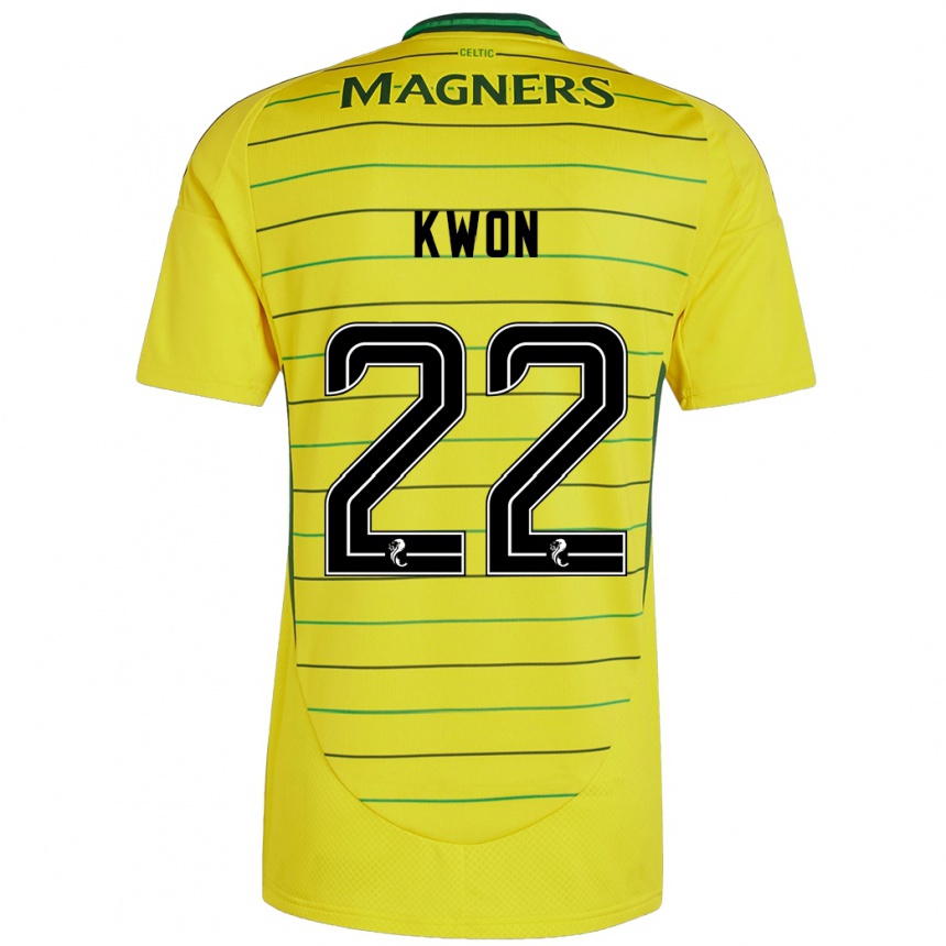 Kids Football Hyeok-Kyu Kwon #22 Yellow Away Jersey 2024/25 T-Shirt Australia