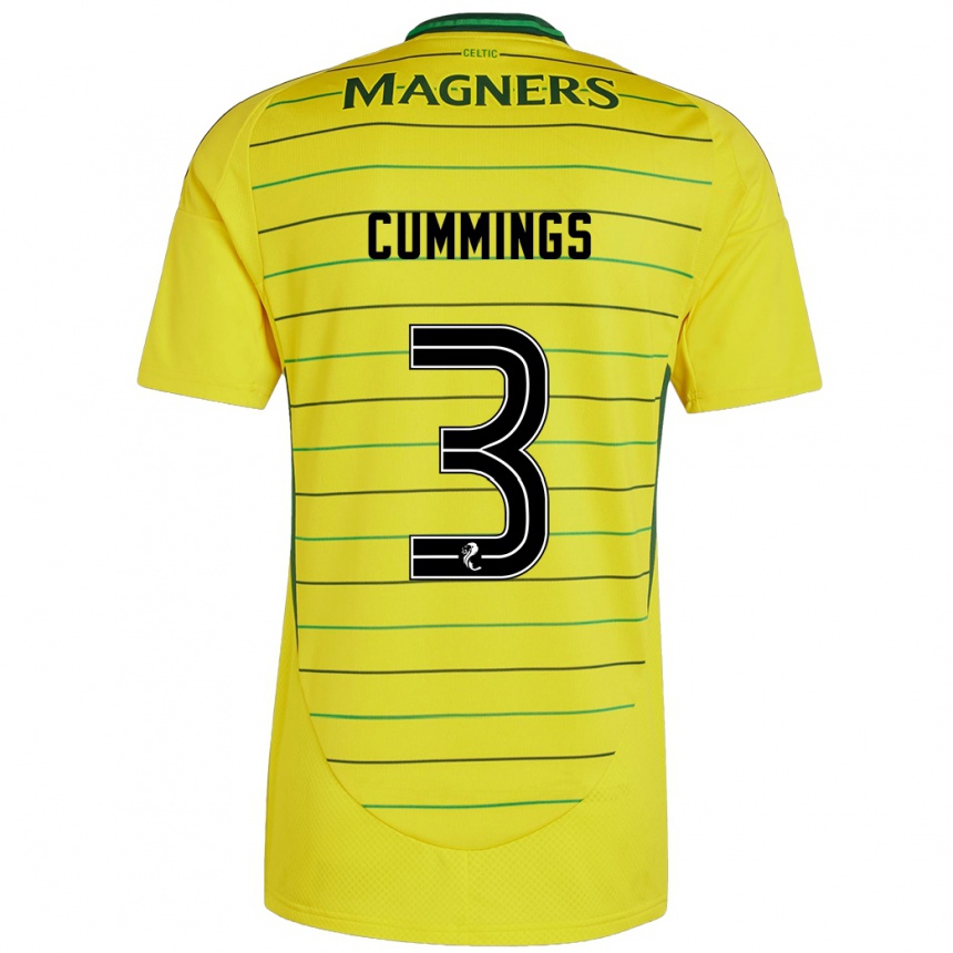 Kids Football Sydney Cummings #3 Yellow Away Jersey 2024/25 T-Shirt Australia