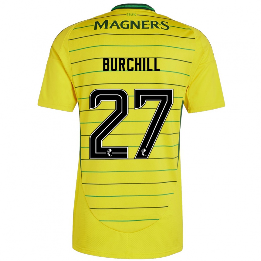 Kids Football Tiree Burchill #27 Yellow Away Jersey 2024/25 T-Shirt Australia