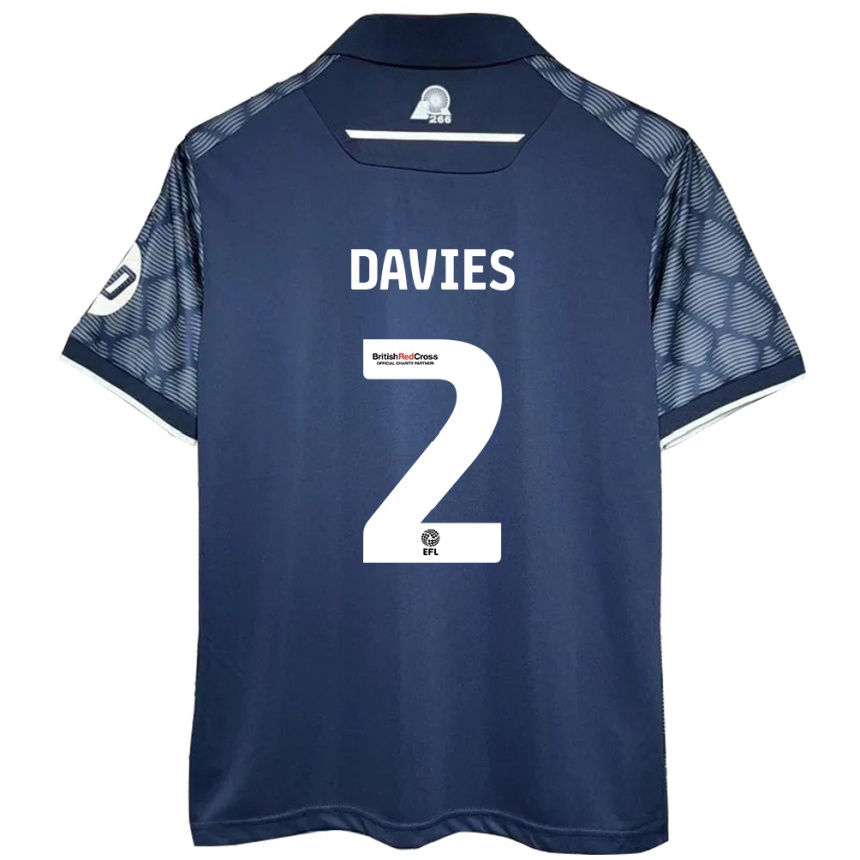 Kids Football Phoebe Davies #2 Black Away Jersey 2024/25 T-Shirt Australia