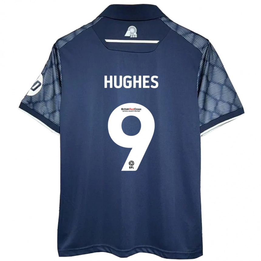 Kids Football Rosie Hughes #9 Black Away Jersey 2024/25 T-Shirt Australia