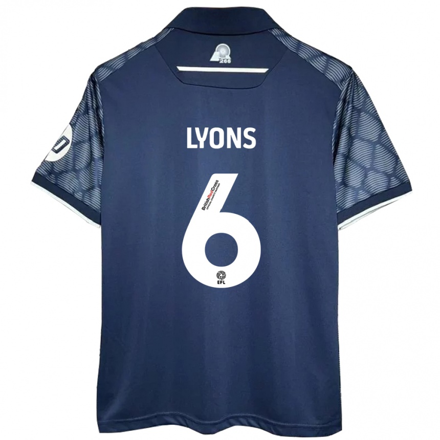 Kids Football Lauryn Lyons #6 Black Away Jersey 2024/25 T-Shirt Australia