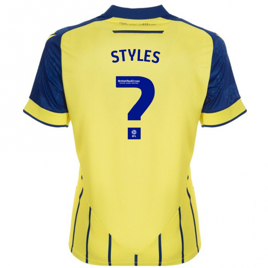 Kids Football Callum Styles #0 Yellow Blue Away Jersey 2024/25 T-Shirt Australia