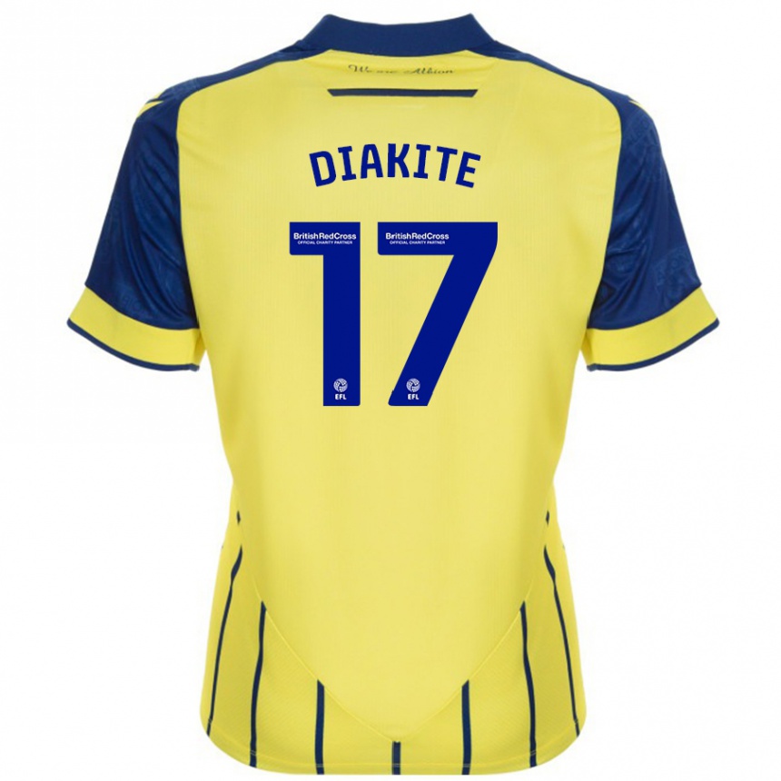 Kids Football Ousmane Diakité #17 Yellow Blue Away Jersey 2024/25 T-Shirt Australia