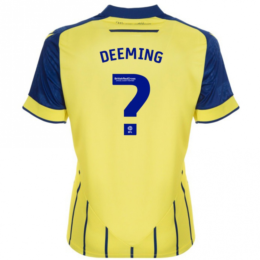 Kids Football Cole Deeming #0 Yellow Blue Away Jersey 2024/25 T-Shirt Australia