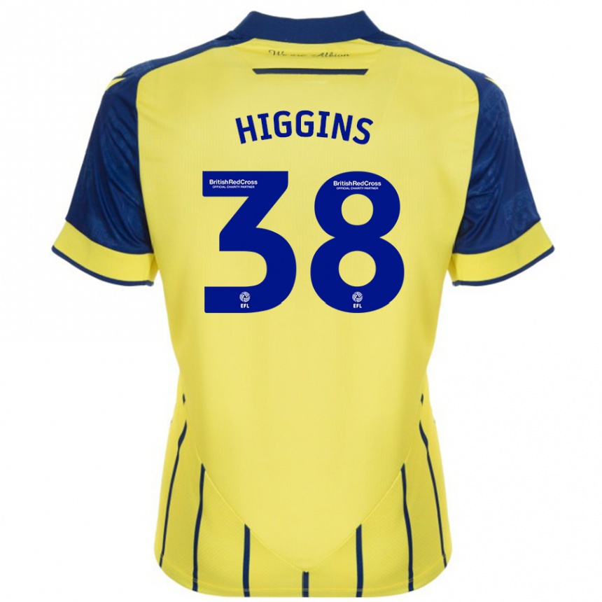 Kids Football Akeel Higgins #38 Yellow Blue Away Jersey 2024/25 T-Shirt Australia