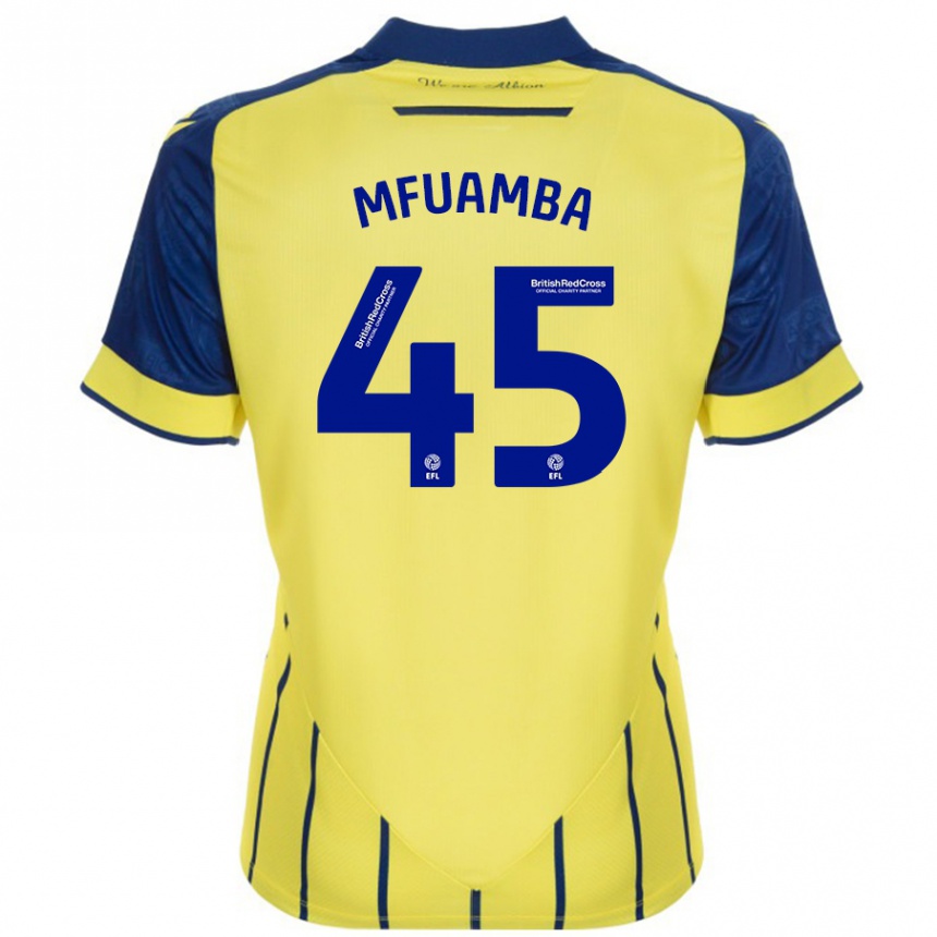 Kids Football Kevin Mfuamba #45 Yellow Blue Away Jersey 2024/25 T-Shirt Australia