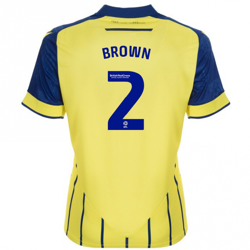 Kids Football Ashlee Brown #2 Yellow Blue Away Jersey 2024/25 T-Shirt Australia