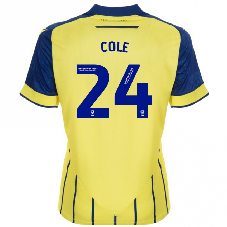 Kids Football Delphi Cole #24 Yellow Blue Away Jersey 2024/25 T-Shirt Australia