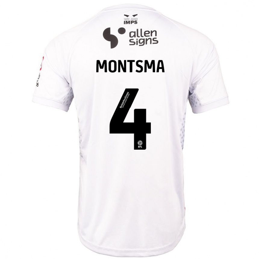 Kids Football Lewis Montsma #4 Red White Away Jersey 2024/25 T-Shirt Australia