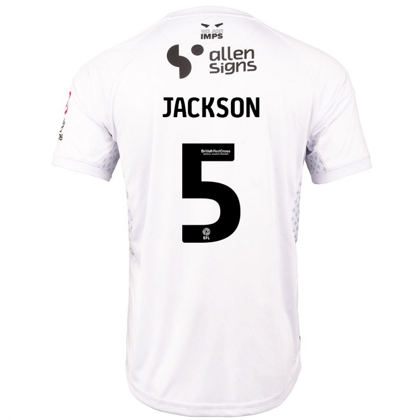 Kids Football Adam Jackson #5 Red White Away Jersey 2024/25 T-Shirt Australia