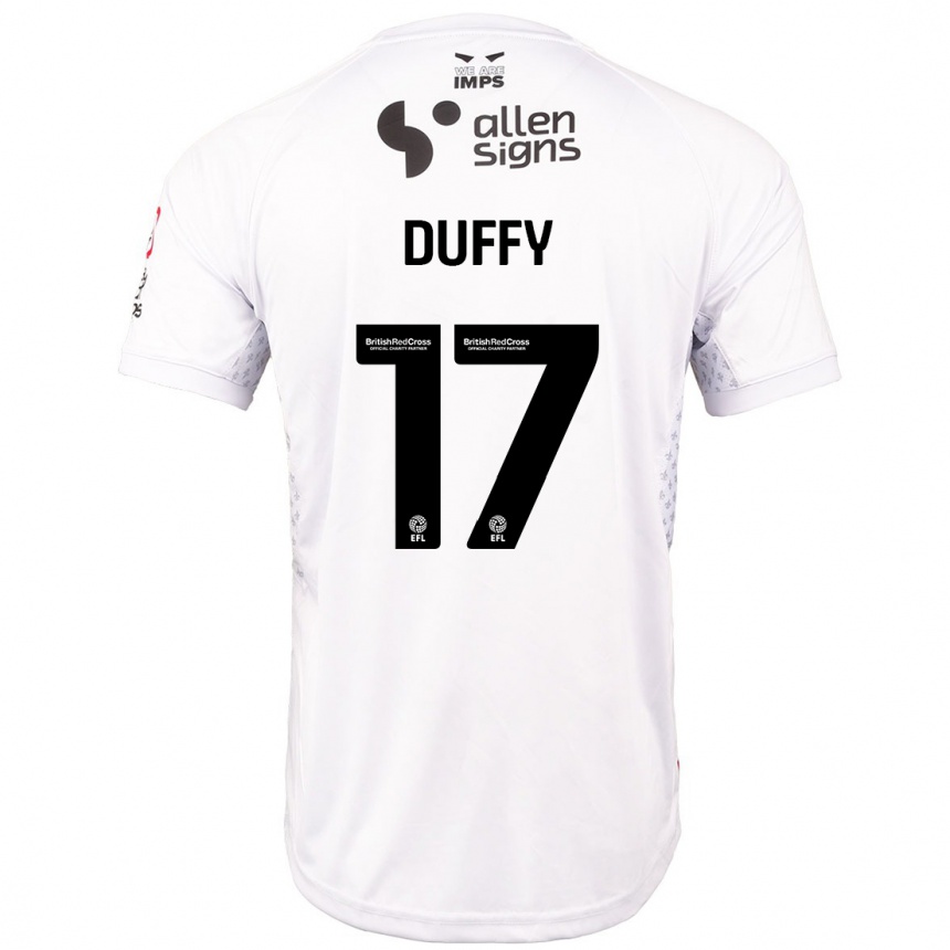 Kids Football Dylan Duffy #17 Red White Away Jersey 2024/25 T-Shirt Australia