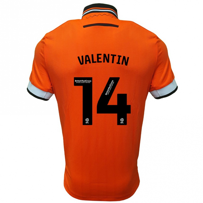 Kids Football Pol Valentín #14 Orange White Away Jersey 2024/25 T-Shirt Australia