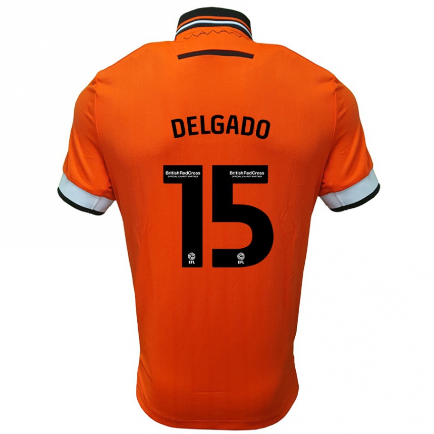 Kids Football Juan Delgado #15 Orange White Away Jersey 2024/25 T-Shirt Australia