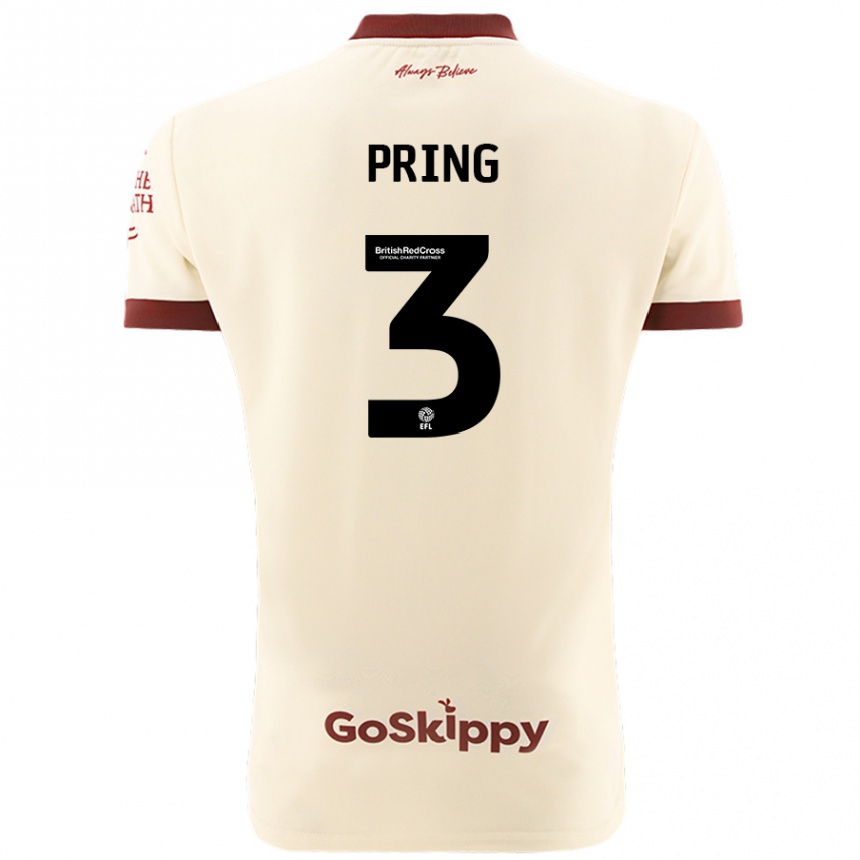 Kids Football Cameron Pring #3 Cream White Away Jersey 2024/25 T-Shirt Australia