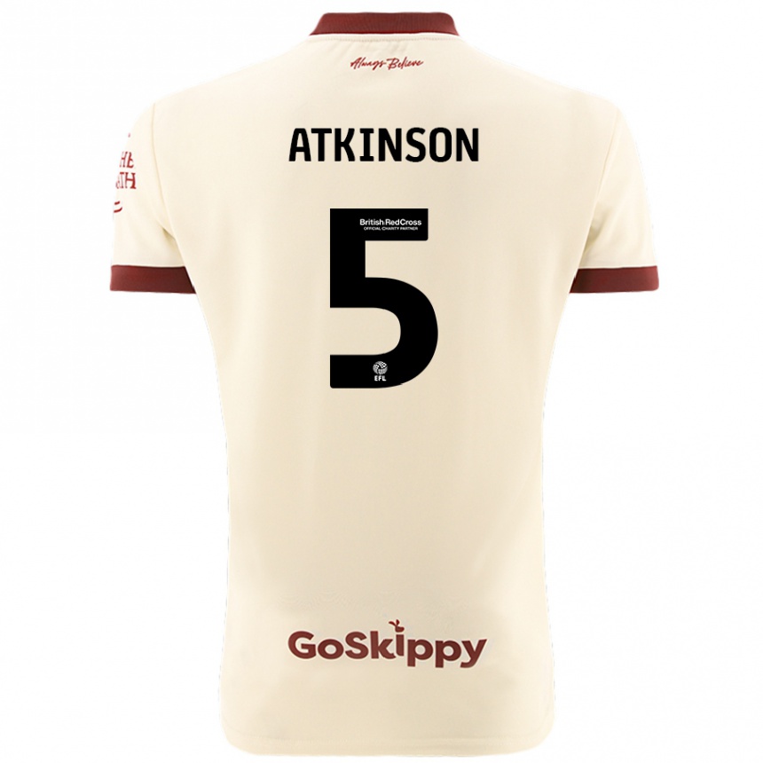 Kids Football Rob Atkinson #5 Cream White Away Jersey 2024/25 T-Shirt Australia