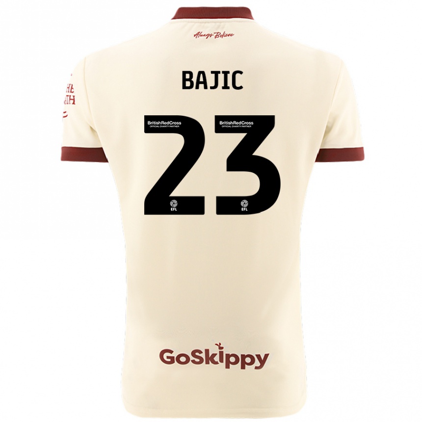 Kids Football Stefan Bajic #23 Cream White Away Jersey 2024/25 T-Shirt Australia