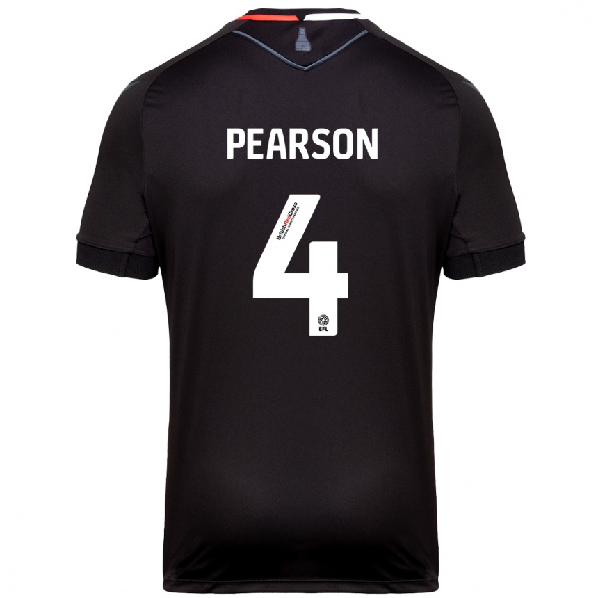 Kids Football Ben Pearson #4 Black Away Jersey 2024/25 T-Shirt Australia