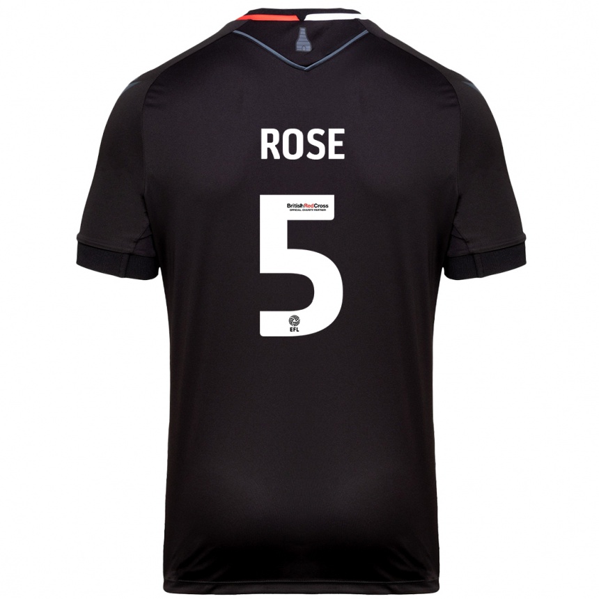 Kids Football Michael Rose #5 Black Away Jersey 2024/25 T-Shirt Australia