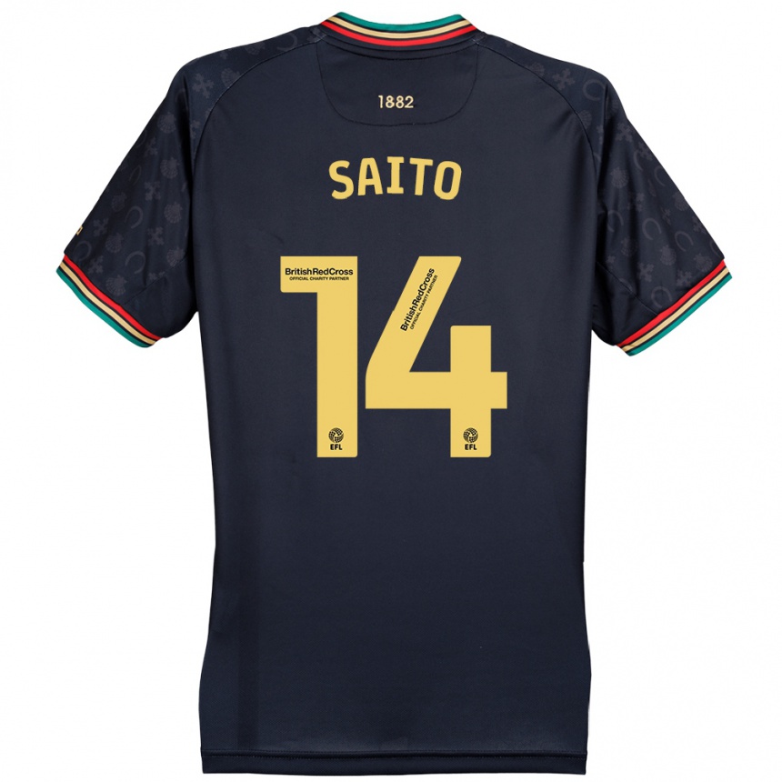 Kids Football Koki Saito #14 Dark Navy Blue Away Jersey 2024/25 T-Shirt Australia