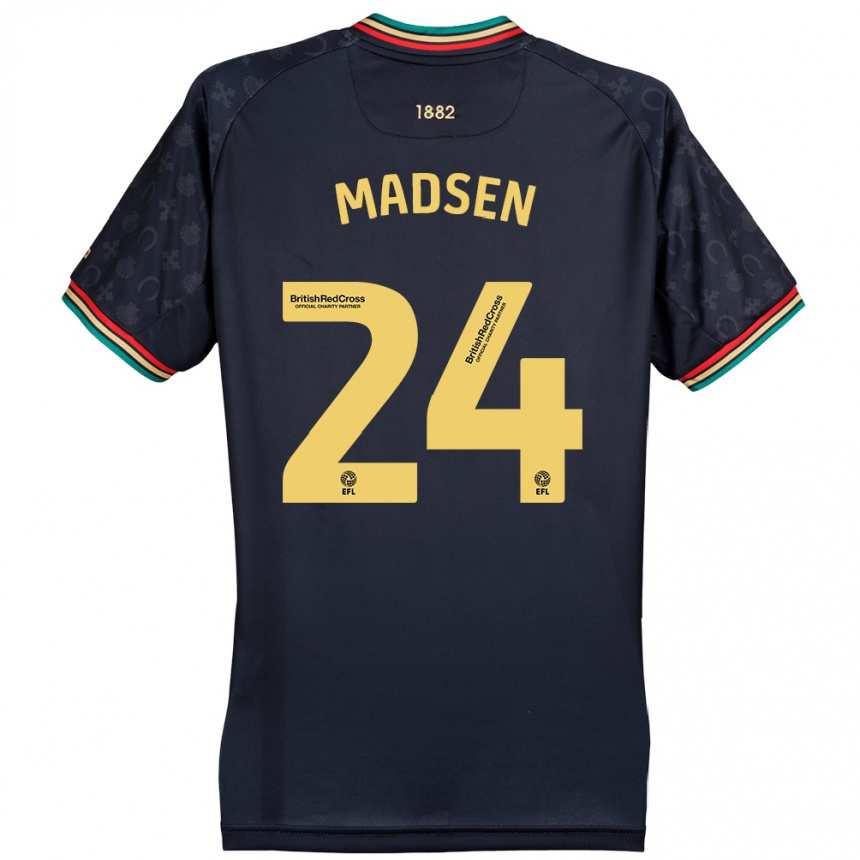 Kids Football Nicolas Madsen #24 Dark Navy Blue Away Jersey 2024/25 T-Shirt Australia