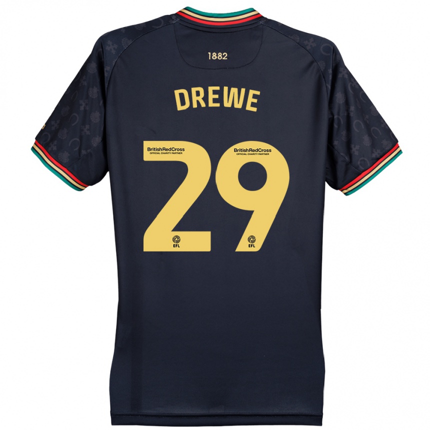 Kids Football Aaron Drewe #29 Dark Navy Blue Away Jersey 2024/25 T-Shirt Australia