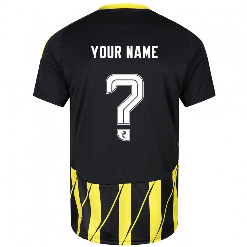 Kids Football Your Name #0 Black Yellow Away Jersey 2024/25 T-Shirt Australia