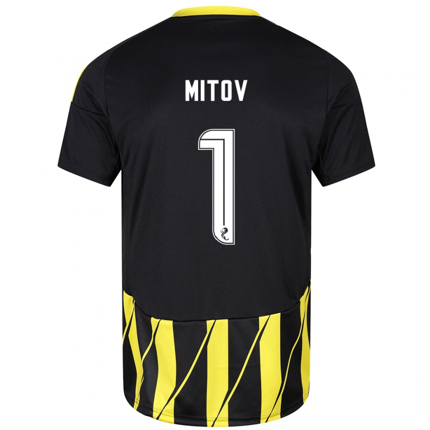 Kids Football Dimitar Mitov #1 Black Yellow Away Jersey 2024/25 T-Shirt Australia