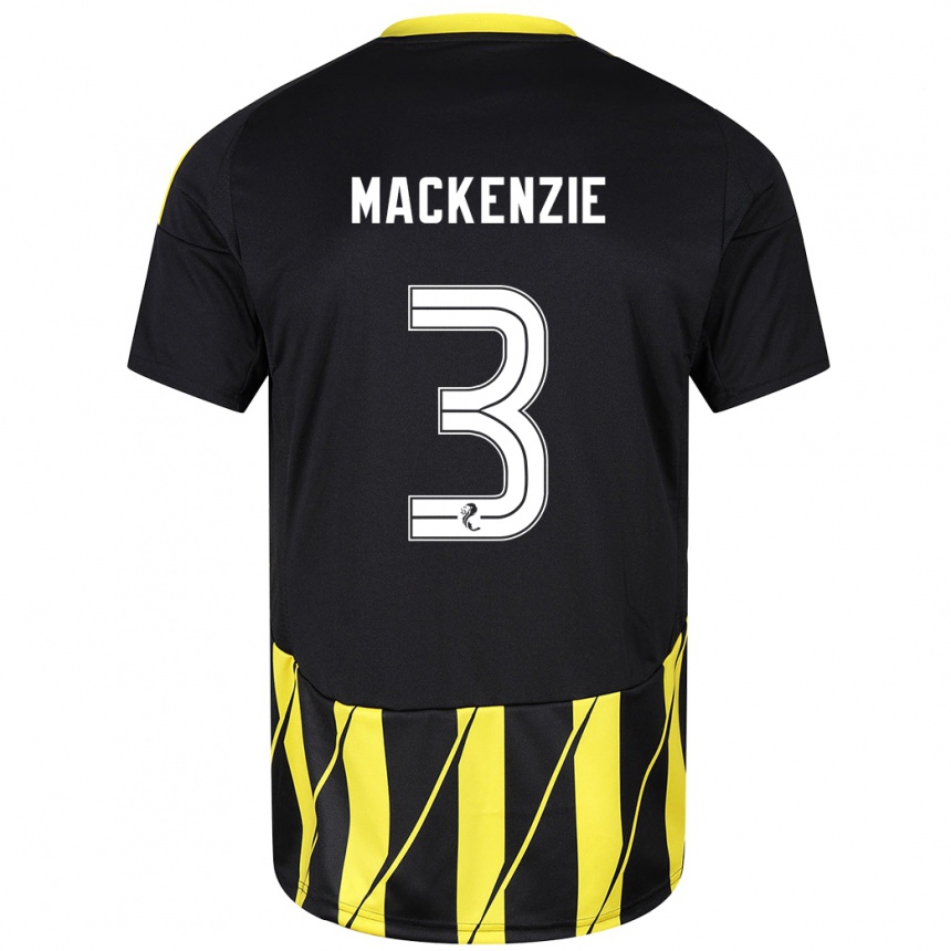 Kids Football Jack Mackenzie #3 Black Yellow Away Jersey 2024/25 T-Shirt Australia