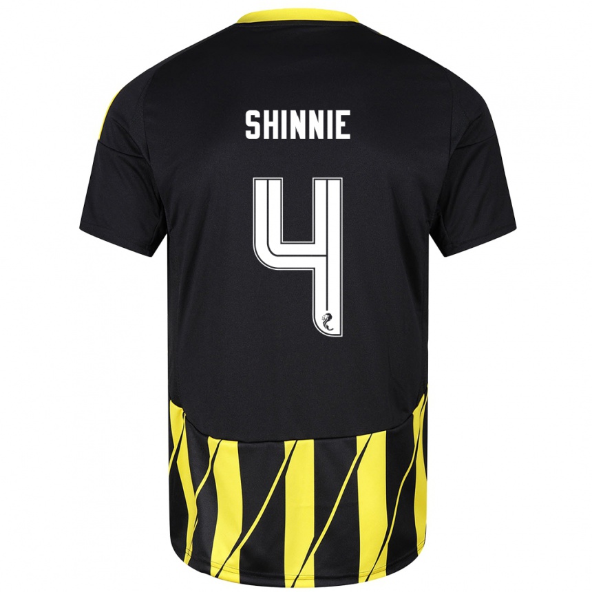 Kids Football Graeme Shinnie #4 Black Yellow Away Jersey 2024/25 T-Shirt Australia