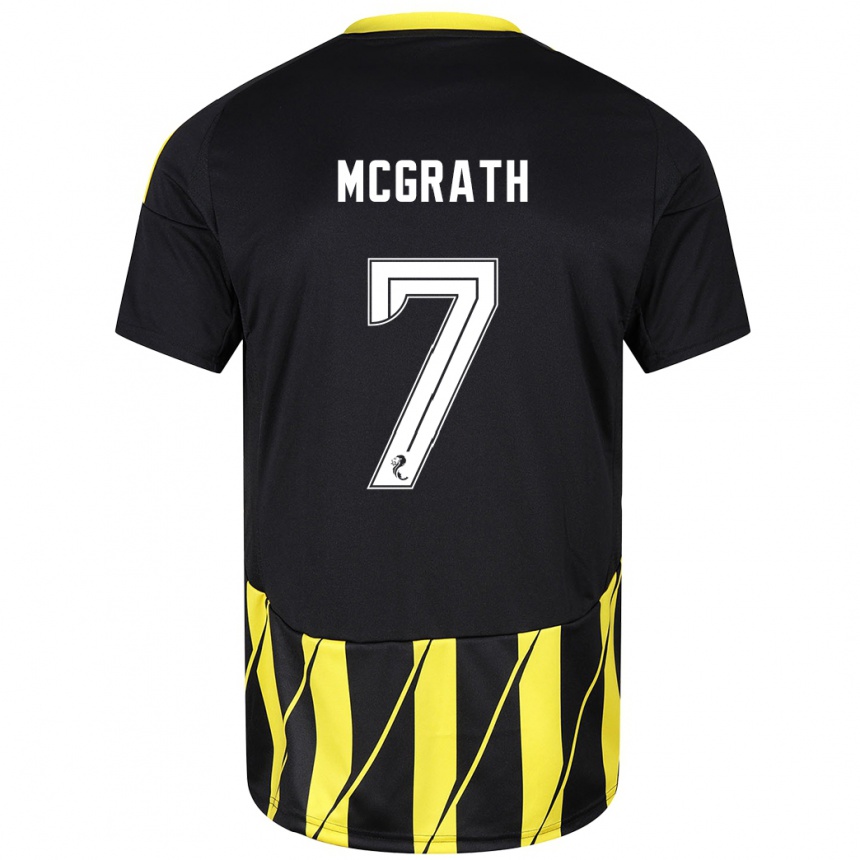 Kids Football Jamie Mcgrath #7 Black Yellow Away Jersey 2024/25 T-Shirt Australia