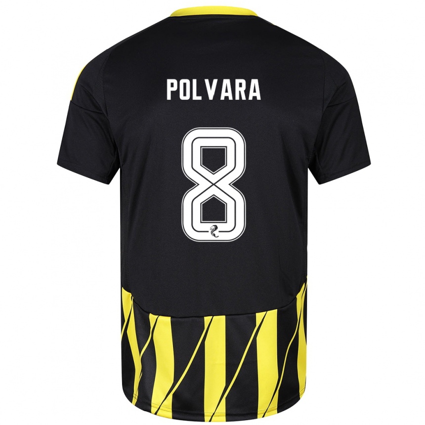 Kids Football Dante Polvara #8 Black Yellow Away Jersey 2024/25 T-Shirt Australia