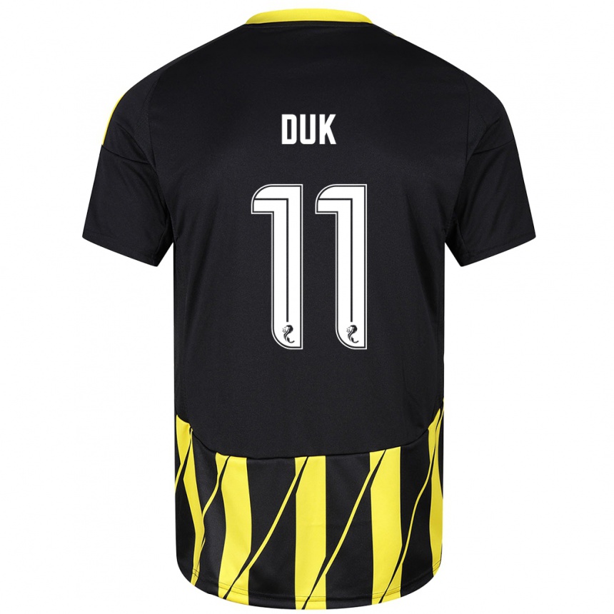 Kids Football Duk #11 Black Yellow Away Jersey 2024/25 T-Shirt Australia