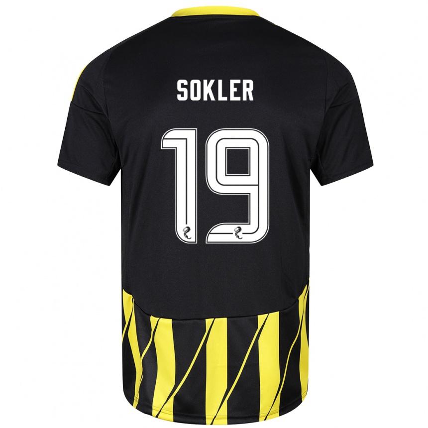 Kids Football Ester Sokler #19 Black Yellow Away Jersey 2024/25 T-Shirt Australia