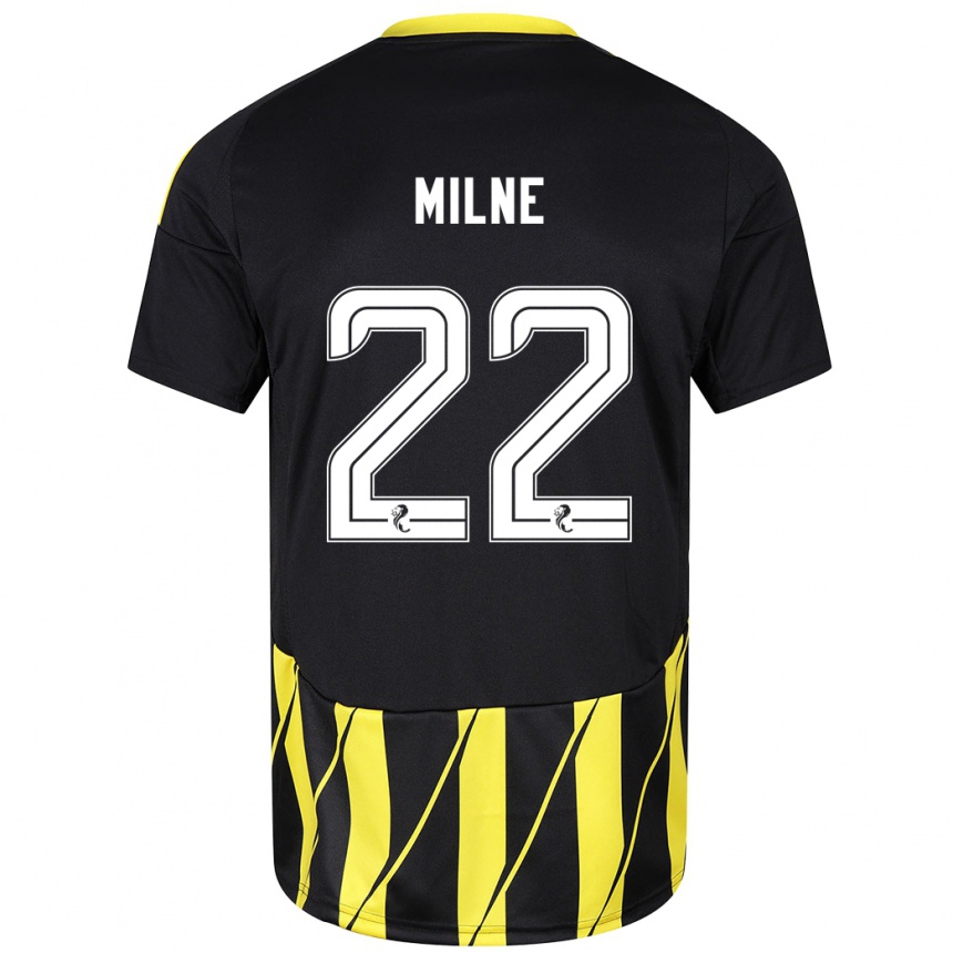 Kids Football Jack Milne #22 Black Yellow Away Jersey 2024/25 T-Shirt Australia