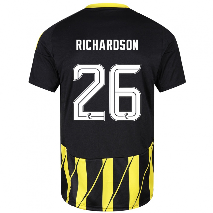 Kids Football Jayden Richardson #26 Black Yellow Away Jersey 2024/25 T-Shirt Australia