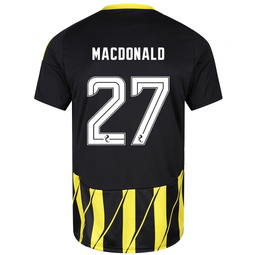 Kids Football Angus Macdonald #27 Black Yellow Away Jersey 2024/25 T-Shirt Australia