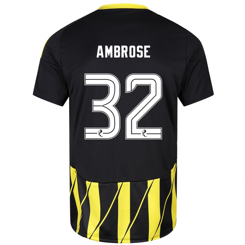 Kids Football Peter Ambrose #32 Black Yellow Away Jersey 2024/25 T-Shirt Australia