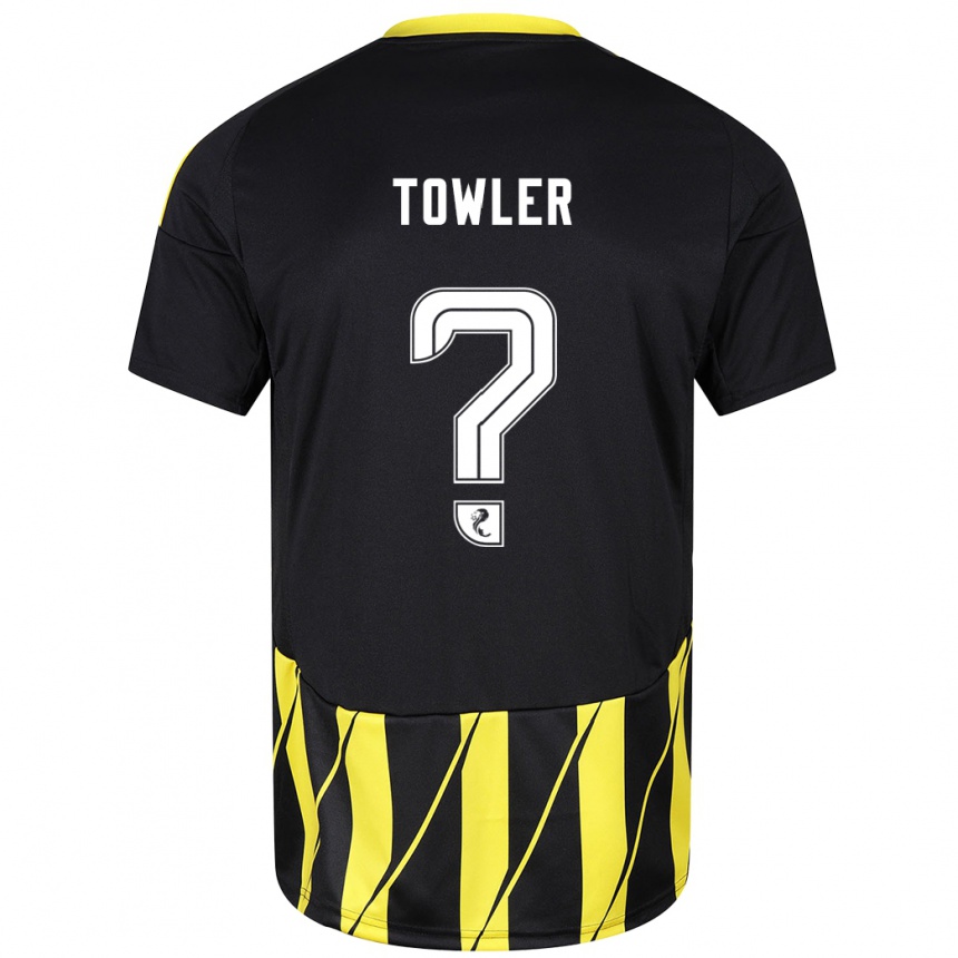 Kids Football Evan Towler #0 Black Yellow Away Jersey 2024/25 T-Shirt Australia