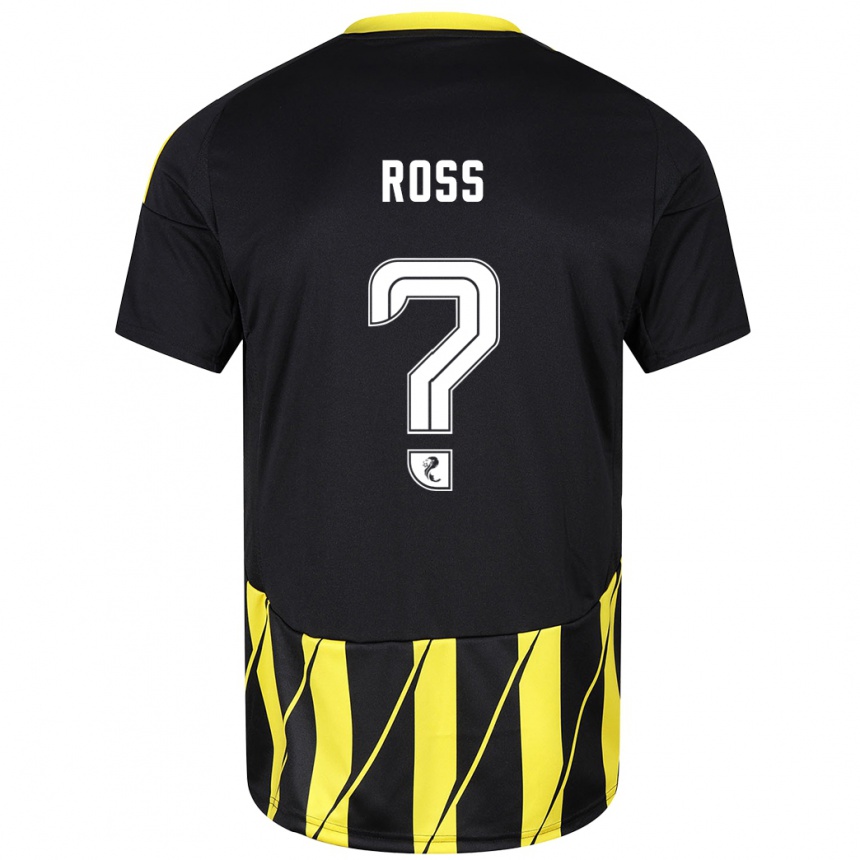 Kids Football Dylan Ross #0 Black Yellow Away Jersey 2024/25 T-Shirt Australia