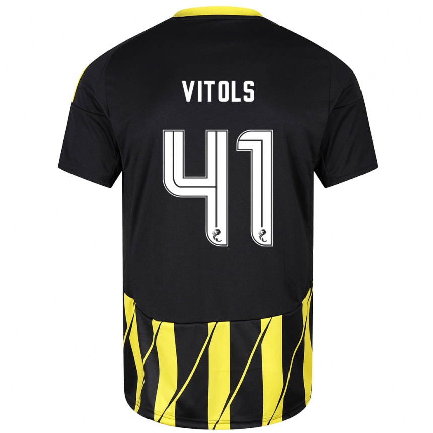 Kids Football Rodrigo Vitols #41 Black Yellow Away Jersey 2024/25 T-Shirt Australia